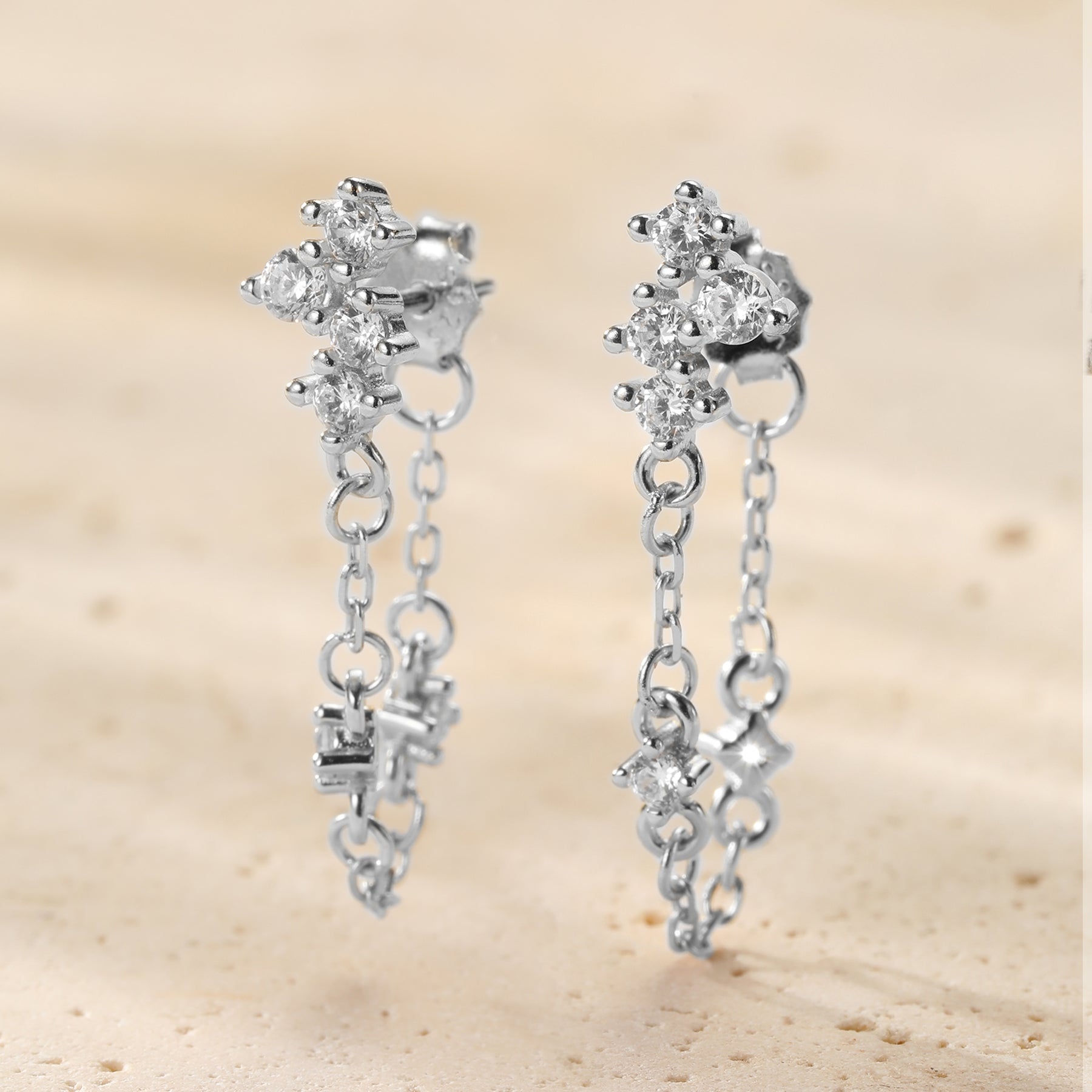 Boucles d’Oreilles Chaîne Bouquet Blossom Argent Sterling