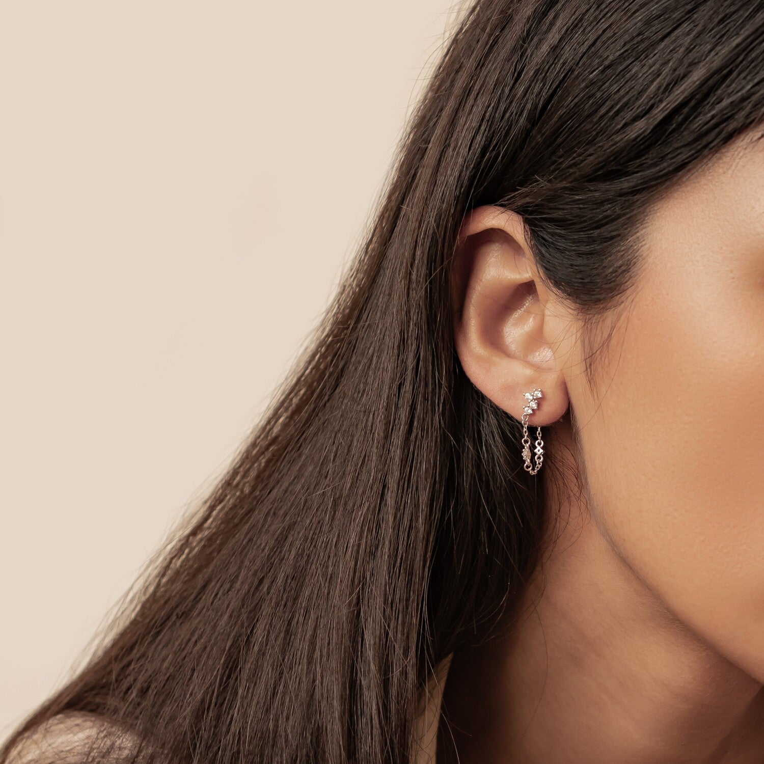Pendientes de Cadena Ramillete Blossom Plata de Ley 925