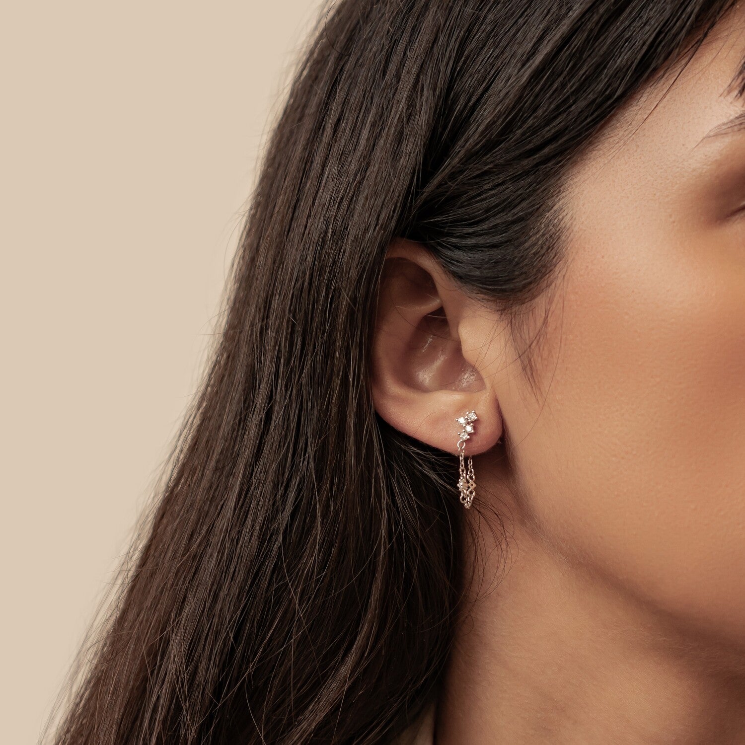 Pendientes de Cadena Ramillete Blossom Plata de Ley 925