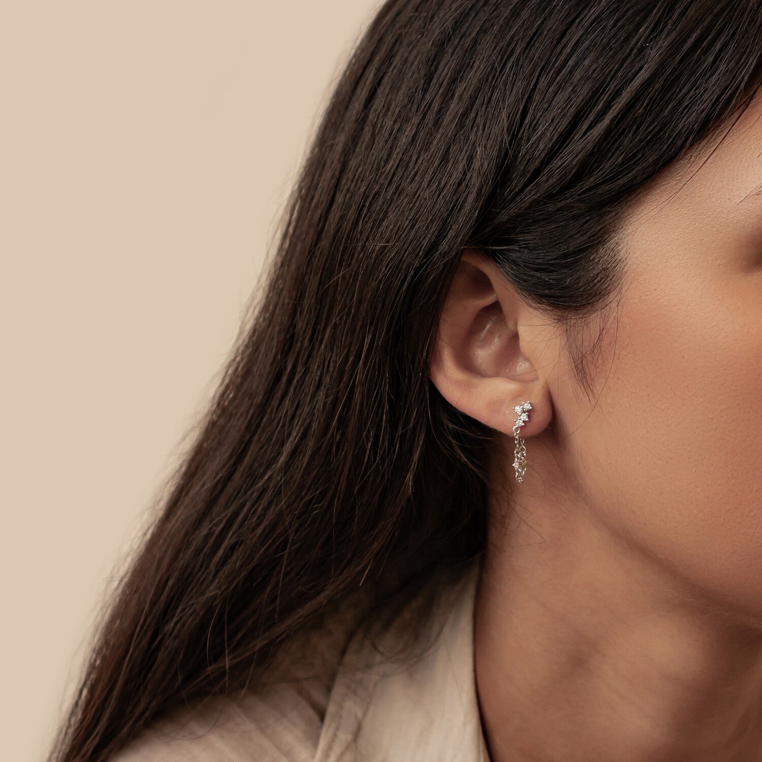 Pendientes de Cadena Ramillete Blossom Plata de Ley 925