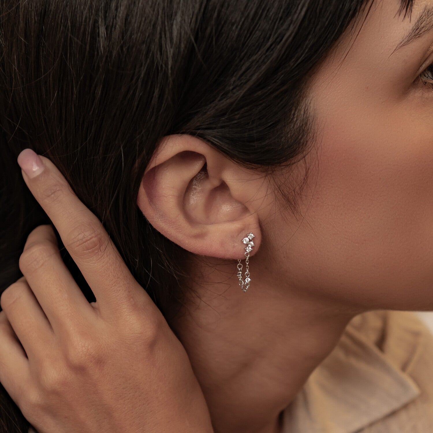 Pendientes de Cadena Ramillete Blossom Plata de Ley 925