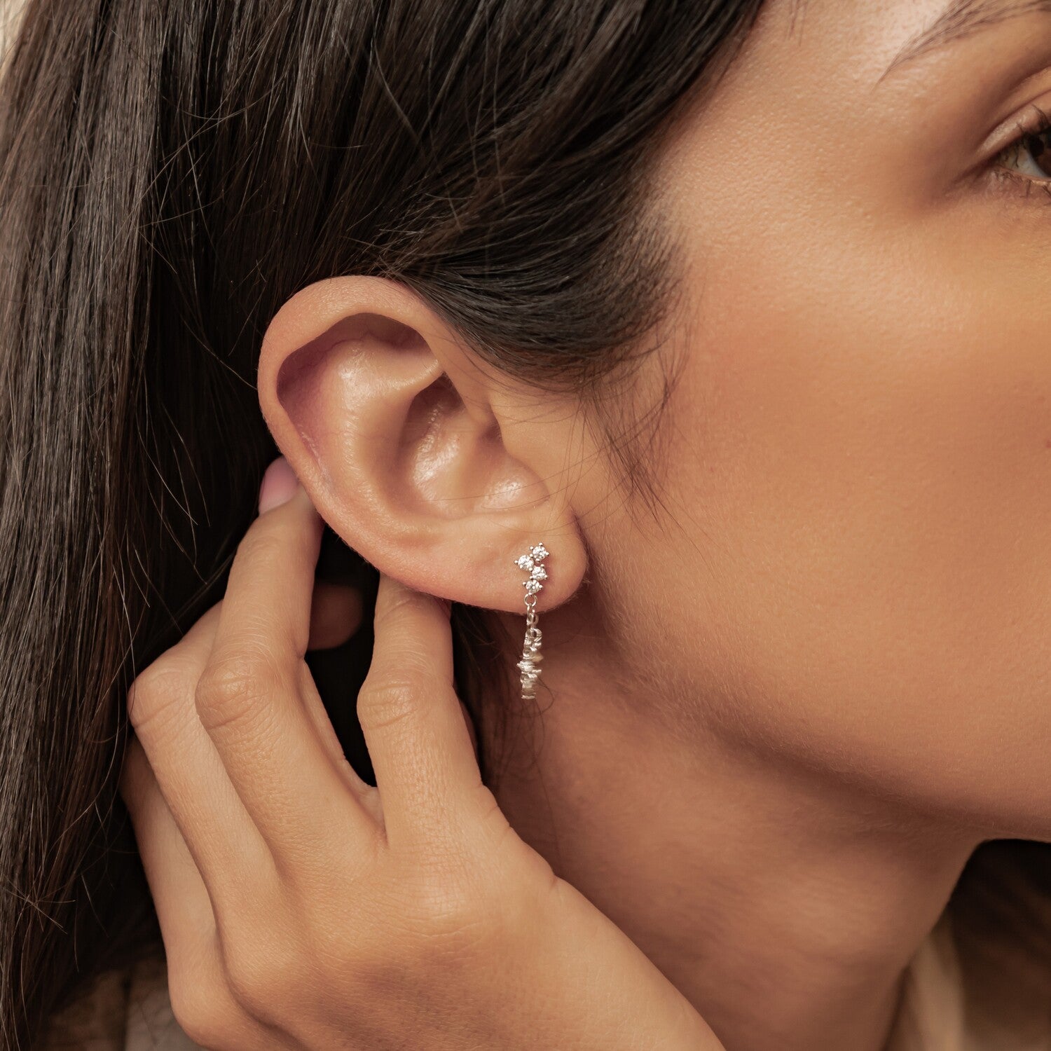 Pendientes de Cadena Ramillete Blossom Plata de Ley 925