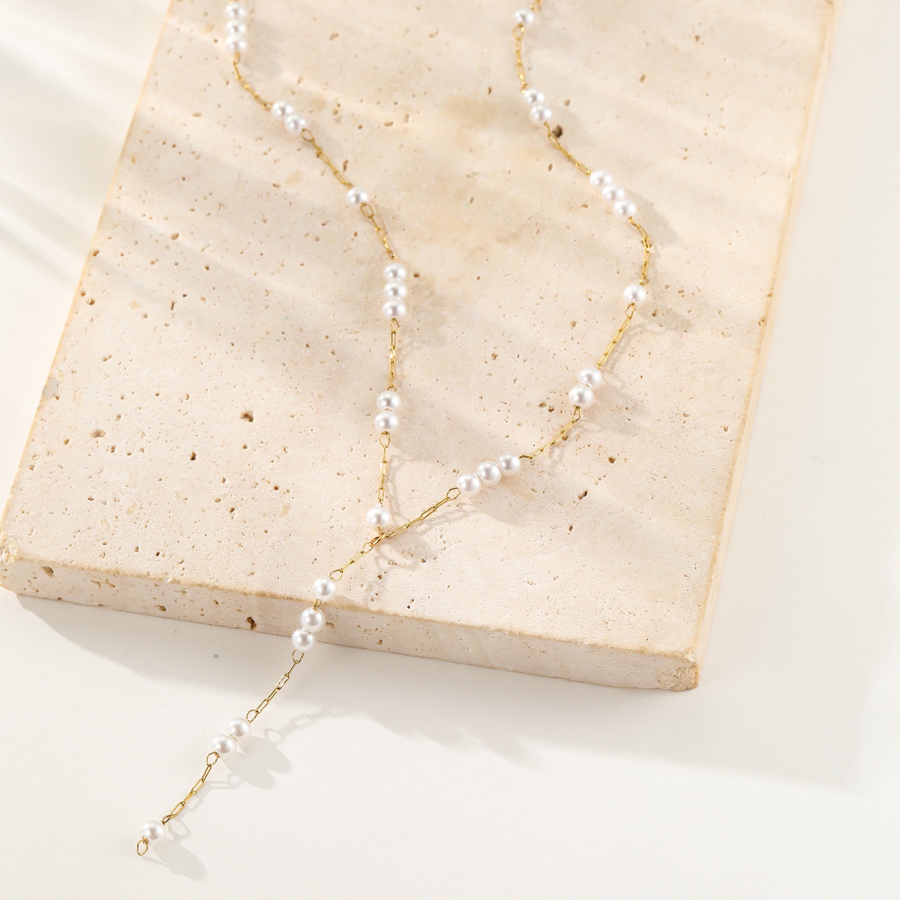 Cluster Pearl Y Chain Necklace Waterproof