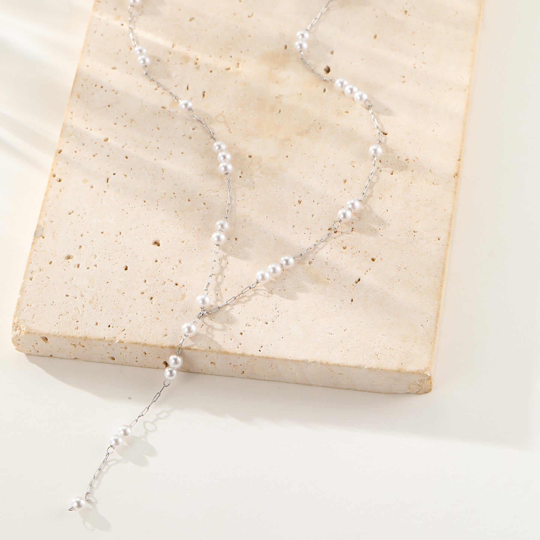 Cluster Pearl Y Chain Necklace Waterproof