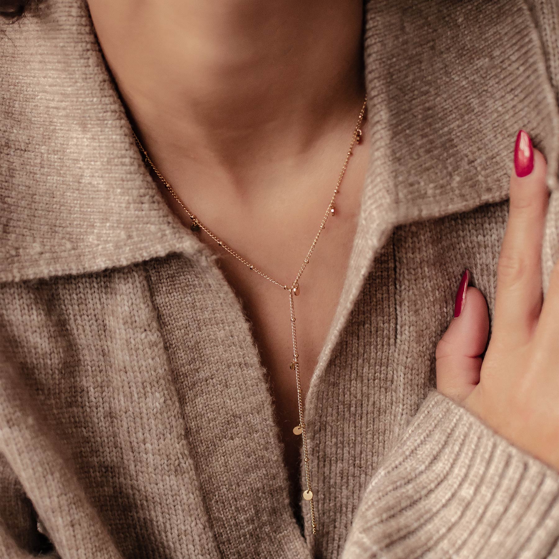 Coin Y Lariat Halskette wasserdicht