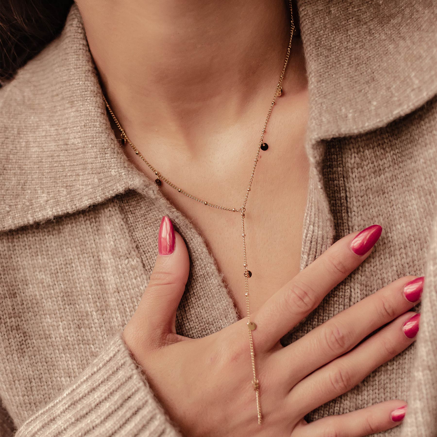 Coin Y Lariat Halskette wasserdicht