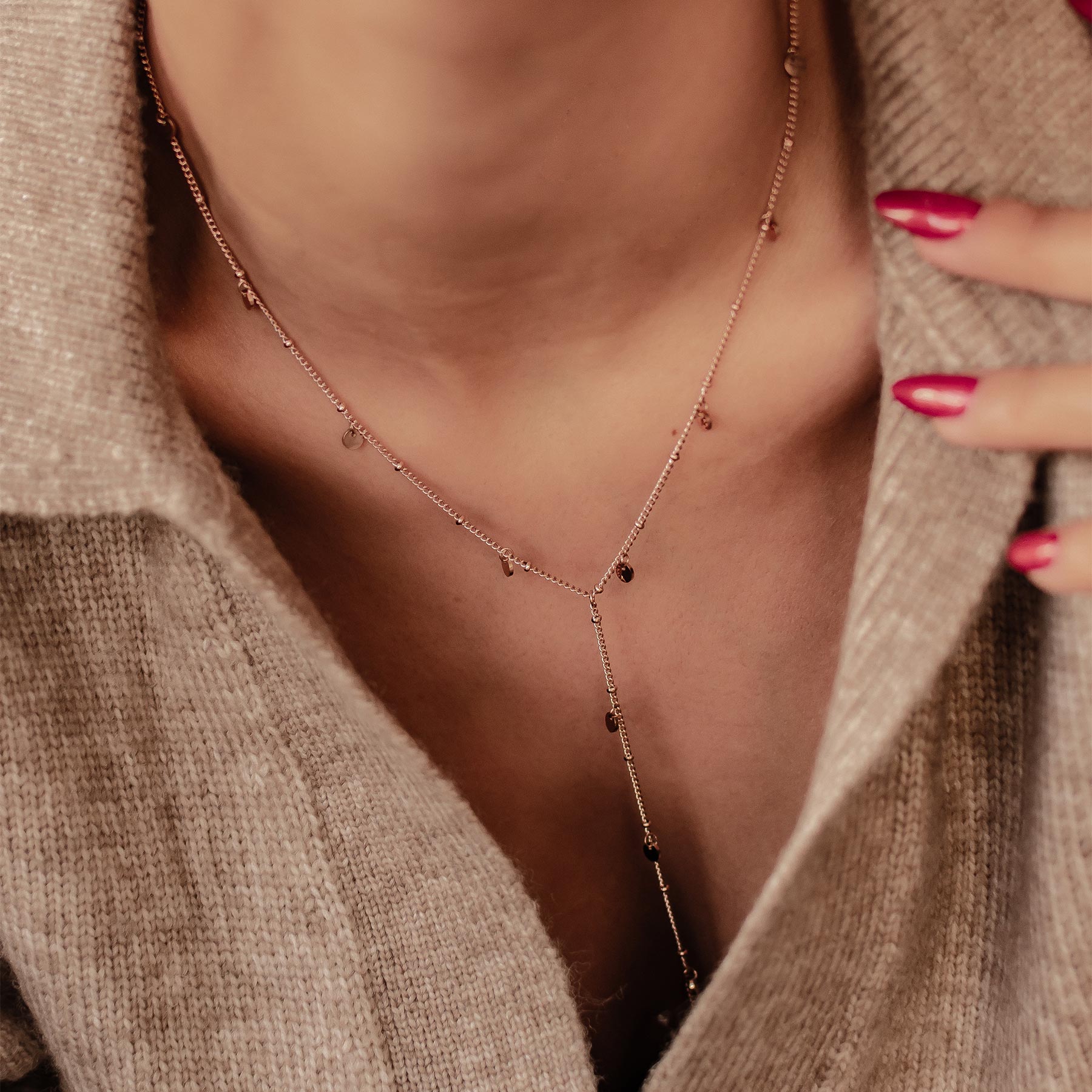 Coin Y Lariat Halskette wasserdicht