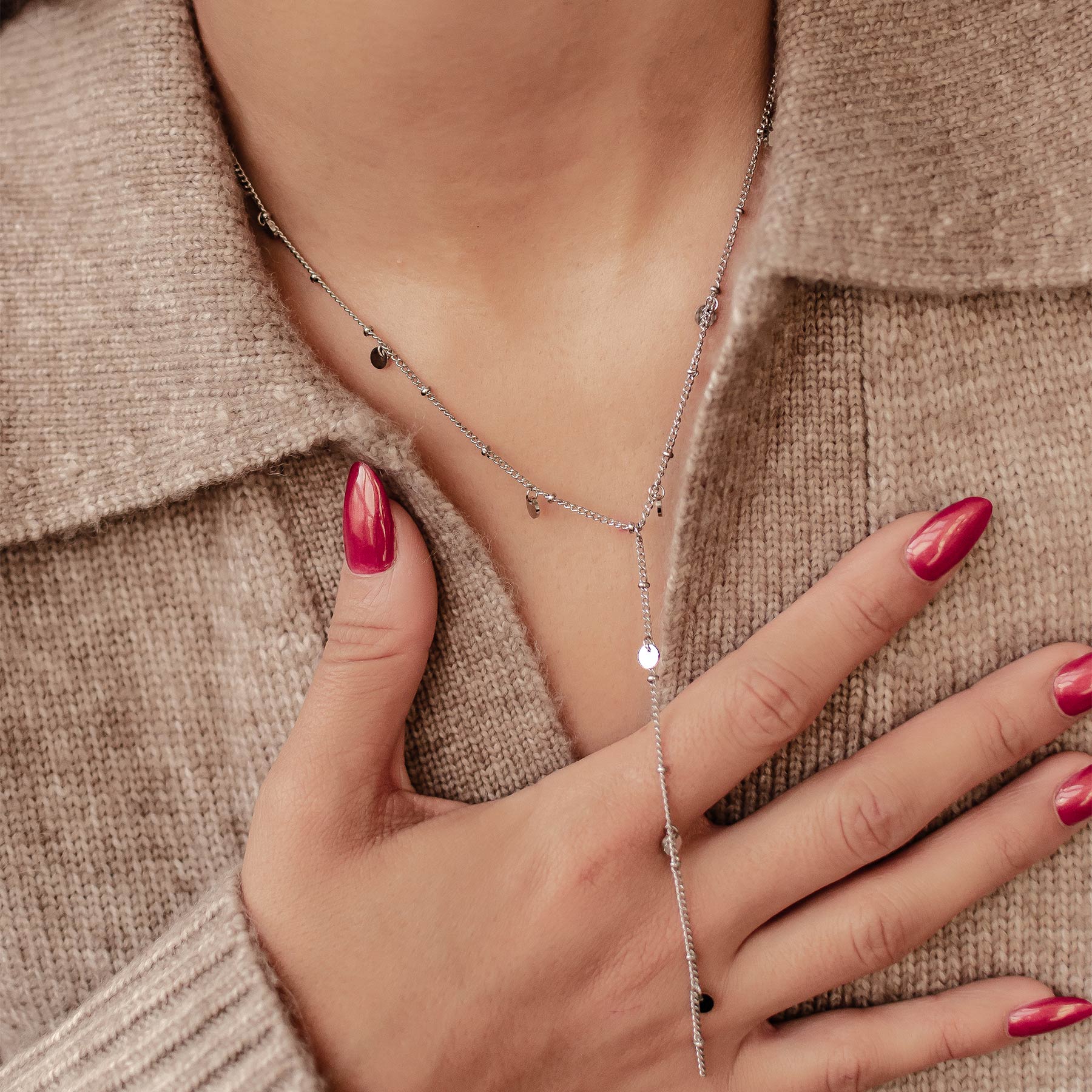 Coin Y Lariat Halskette wasserdicht