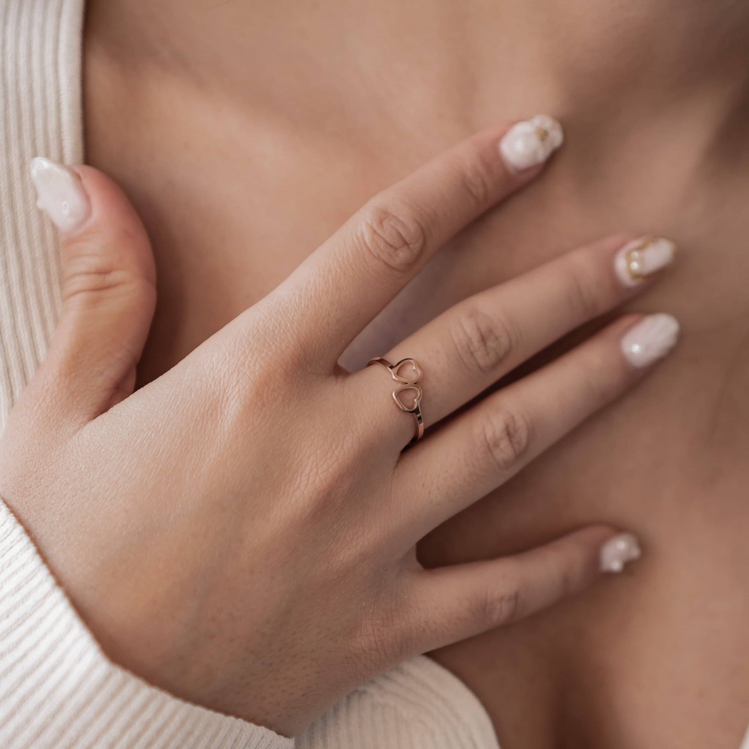 Bague Cœurs Connectés Acier Inoxydable