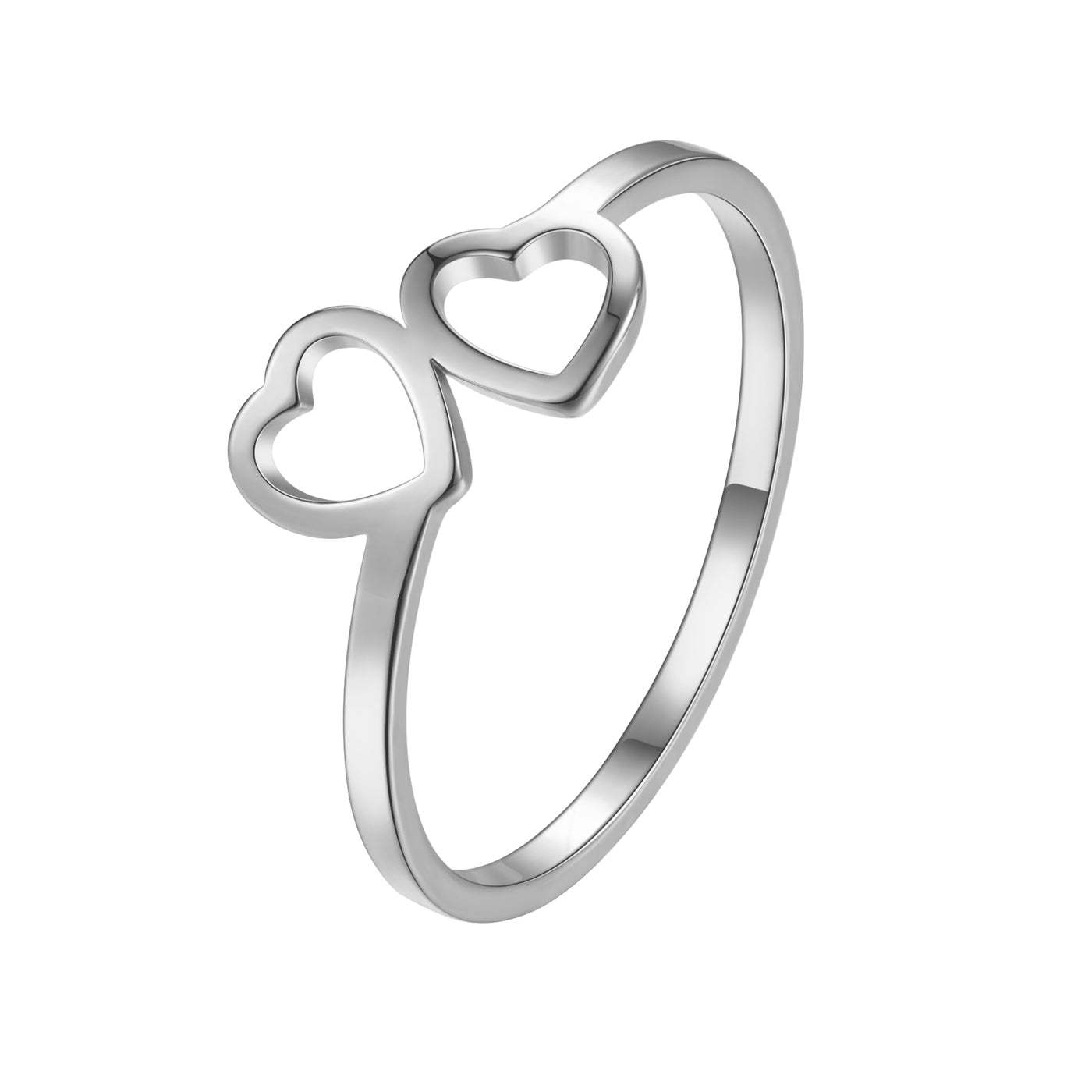 Verbundene Herzen Ring aus Edelstahl