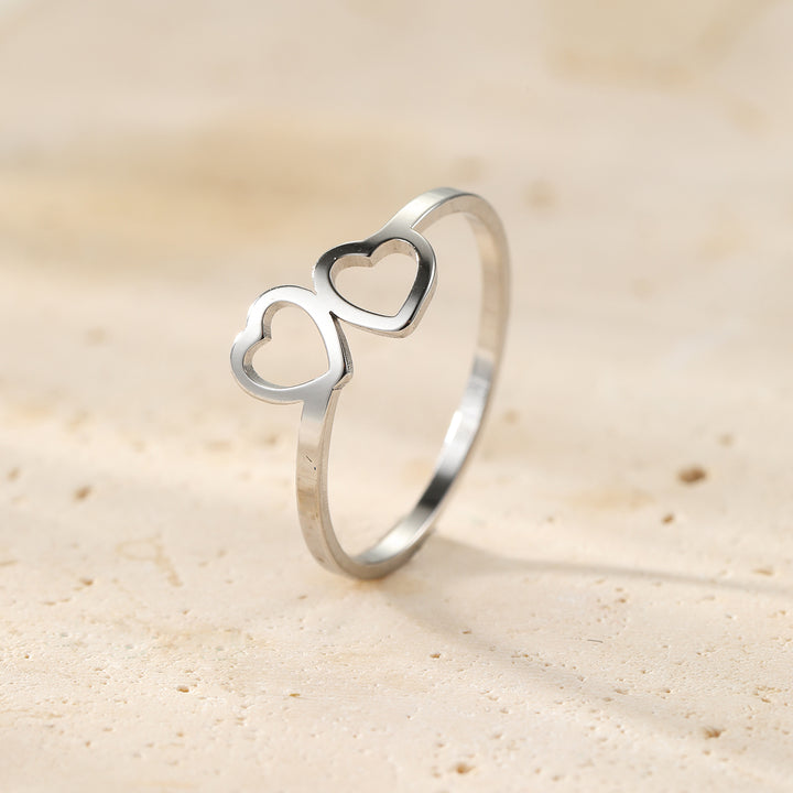 Bague Cœurs Connectés Acier Inoxydable