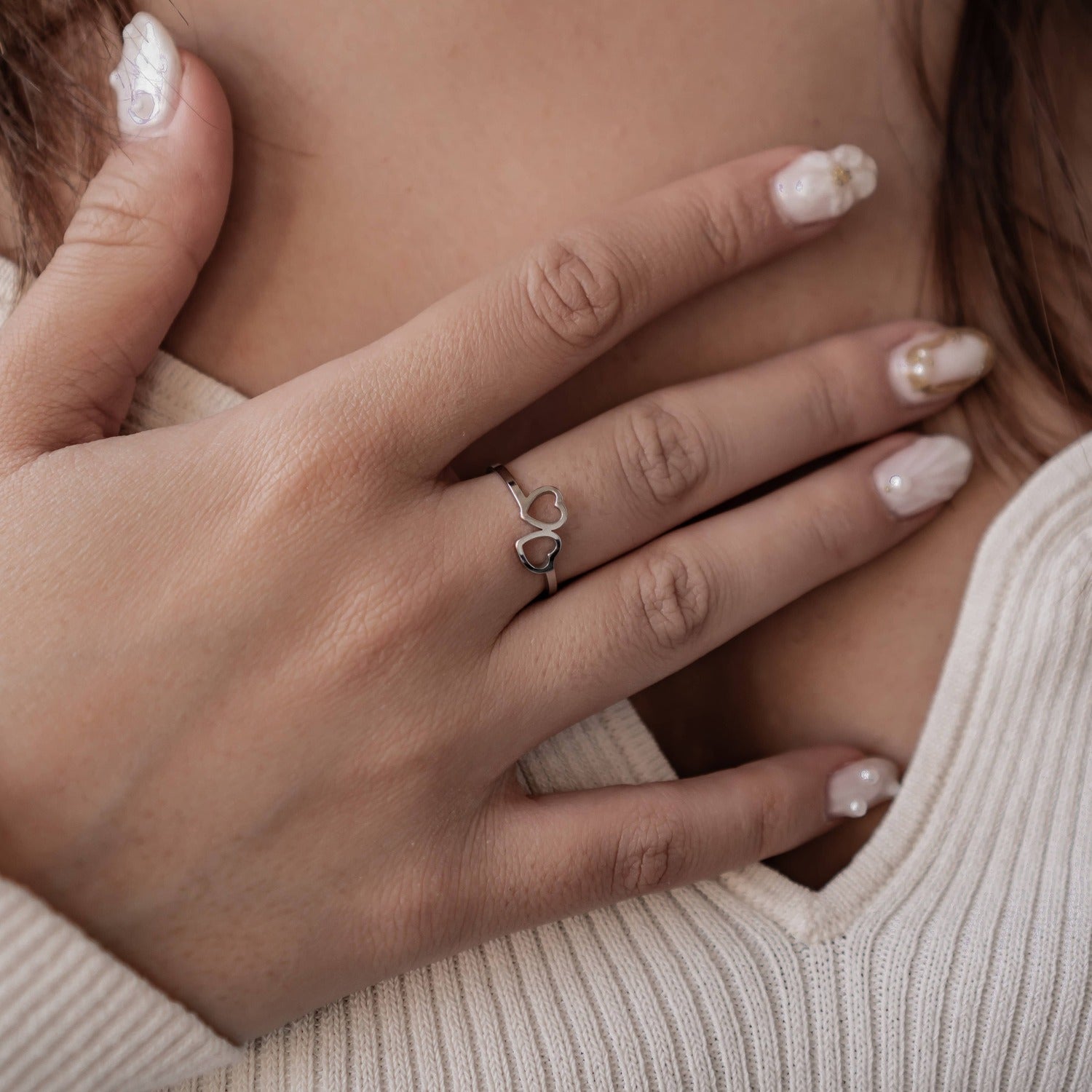 Bague Cœurs Connectés Acier Inoxydable