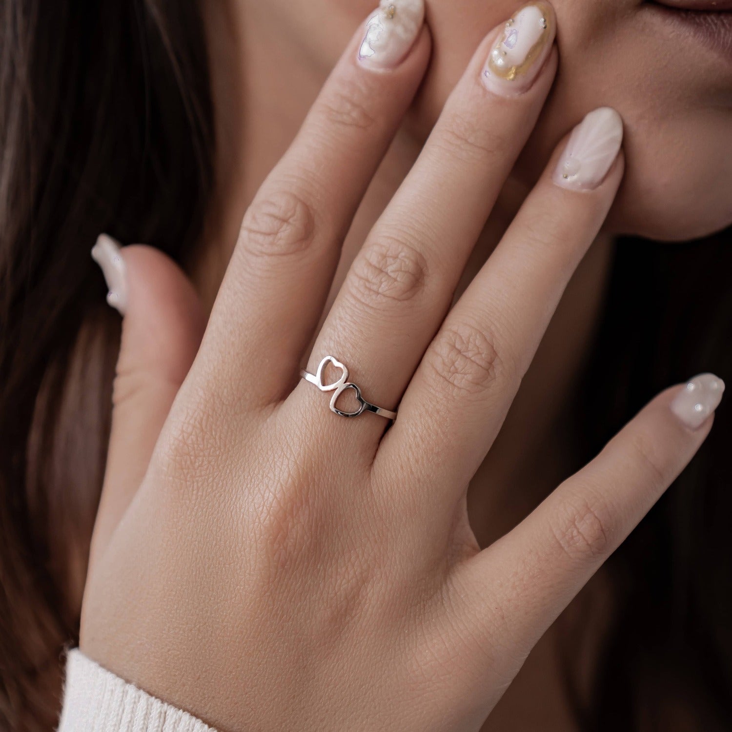 Bague Cœurs Connectés Acier Inoxydable