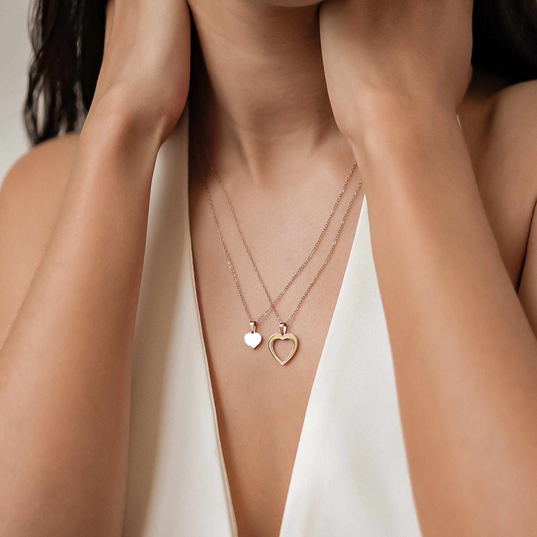 Connected Mother and Daughter Heart Necklace Waterproof