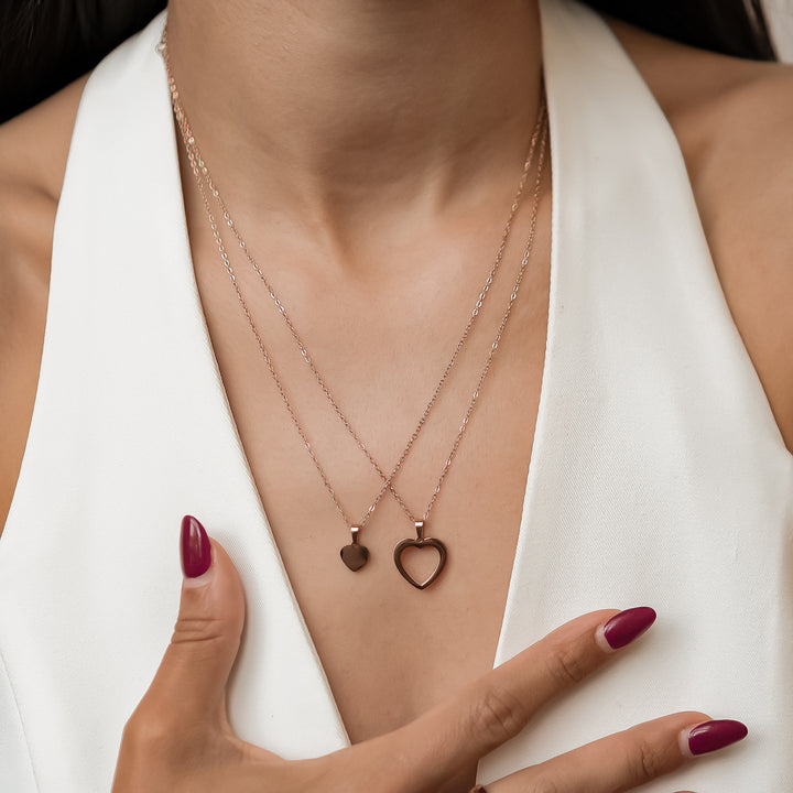 Connected Mother and Daughter Heart Necklace Waterproof