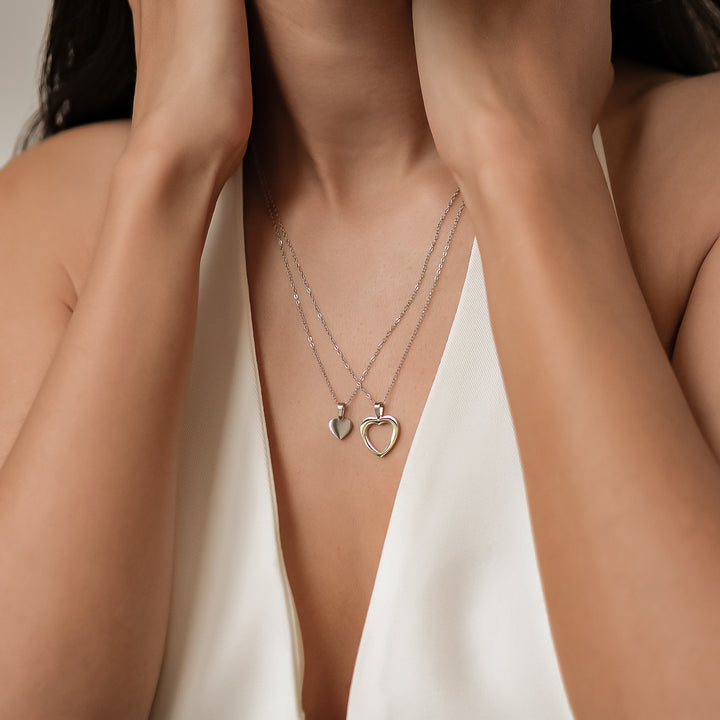 Connected Mother and Daughter Heart Necklace Waterproof