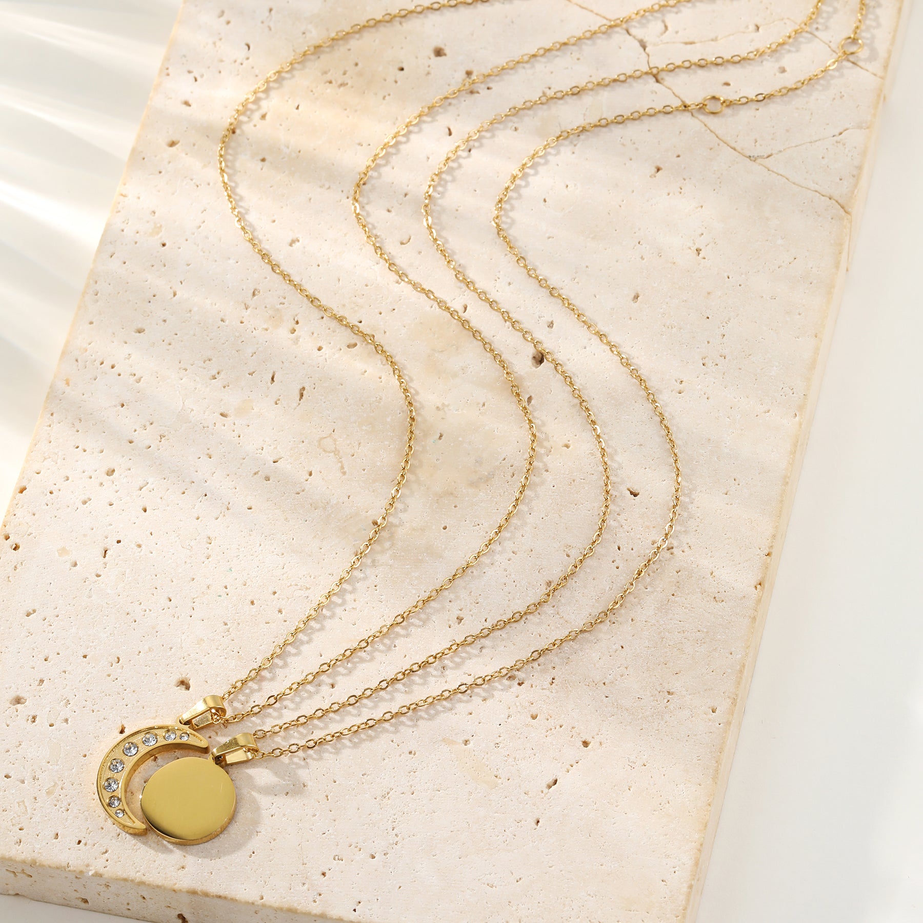 Connected Sun & Moon Necklace Set Waterproof