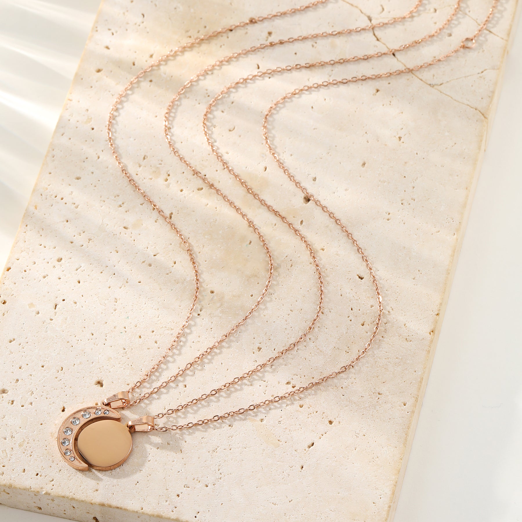 Connected Sun & Moon Necklace Set Waterproof