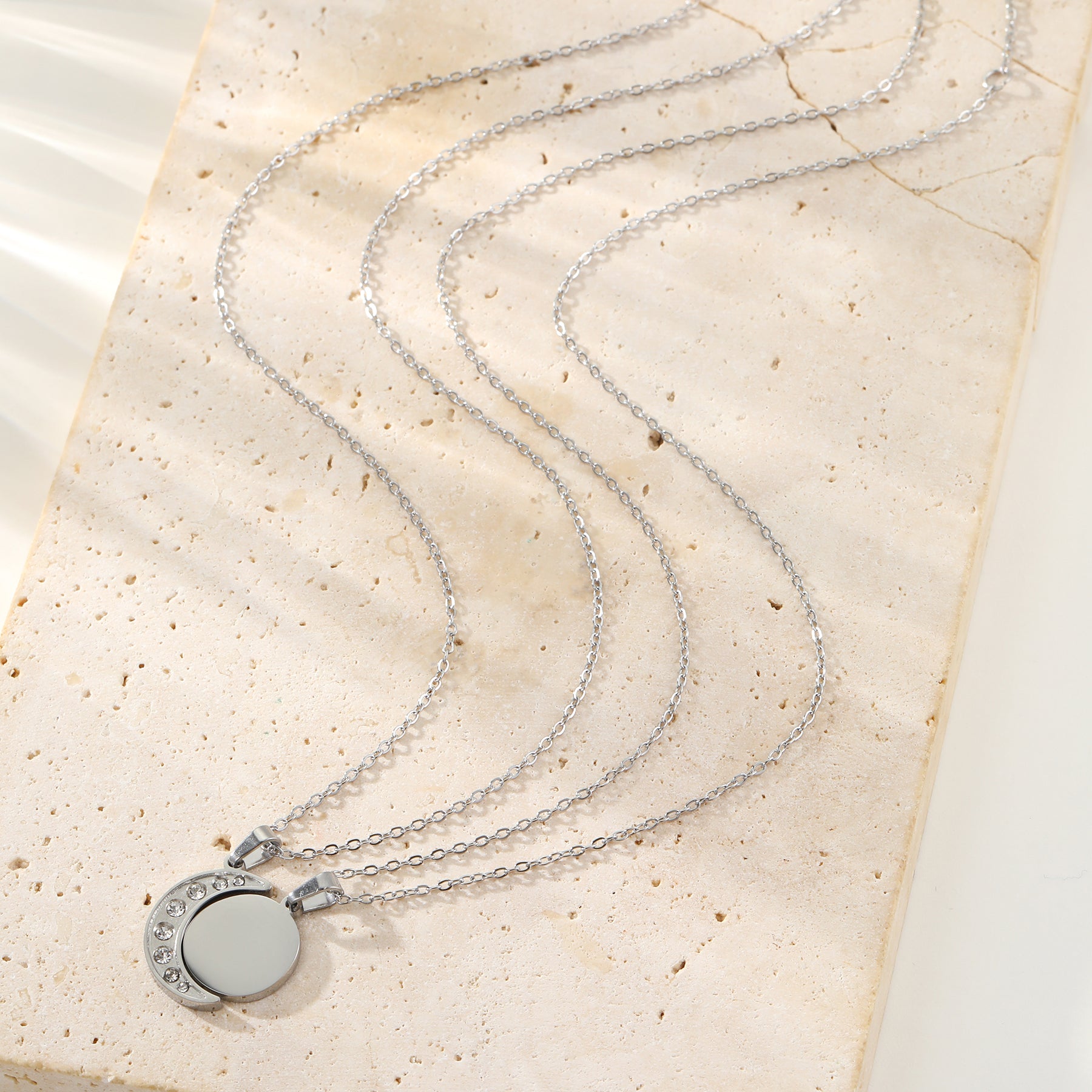 Connected Sun & Moon Necklace Set Waterproof