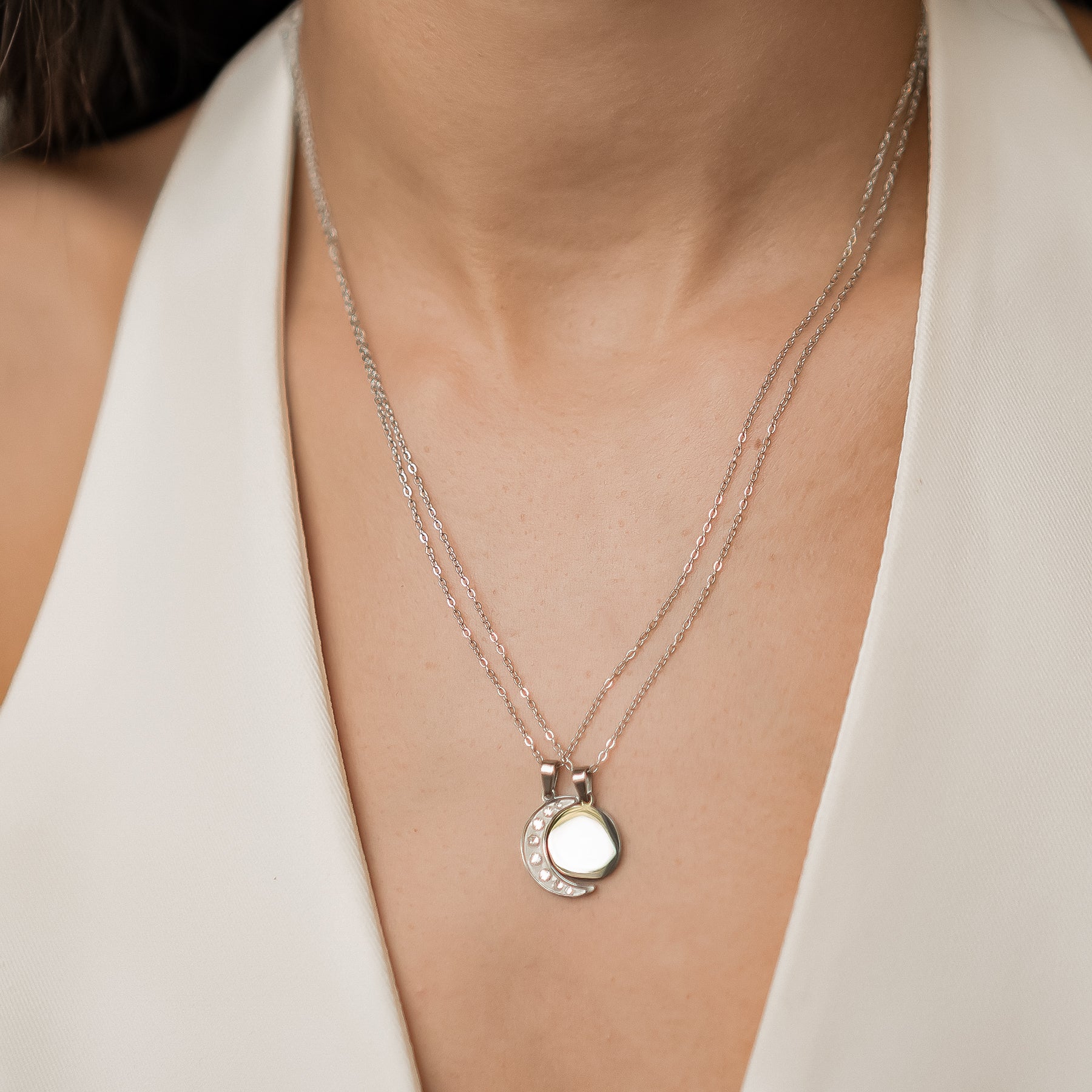 Connected Sun & Moon Necklace Set Waterproof