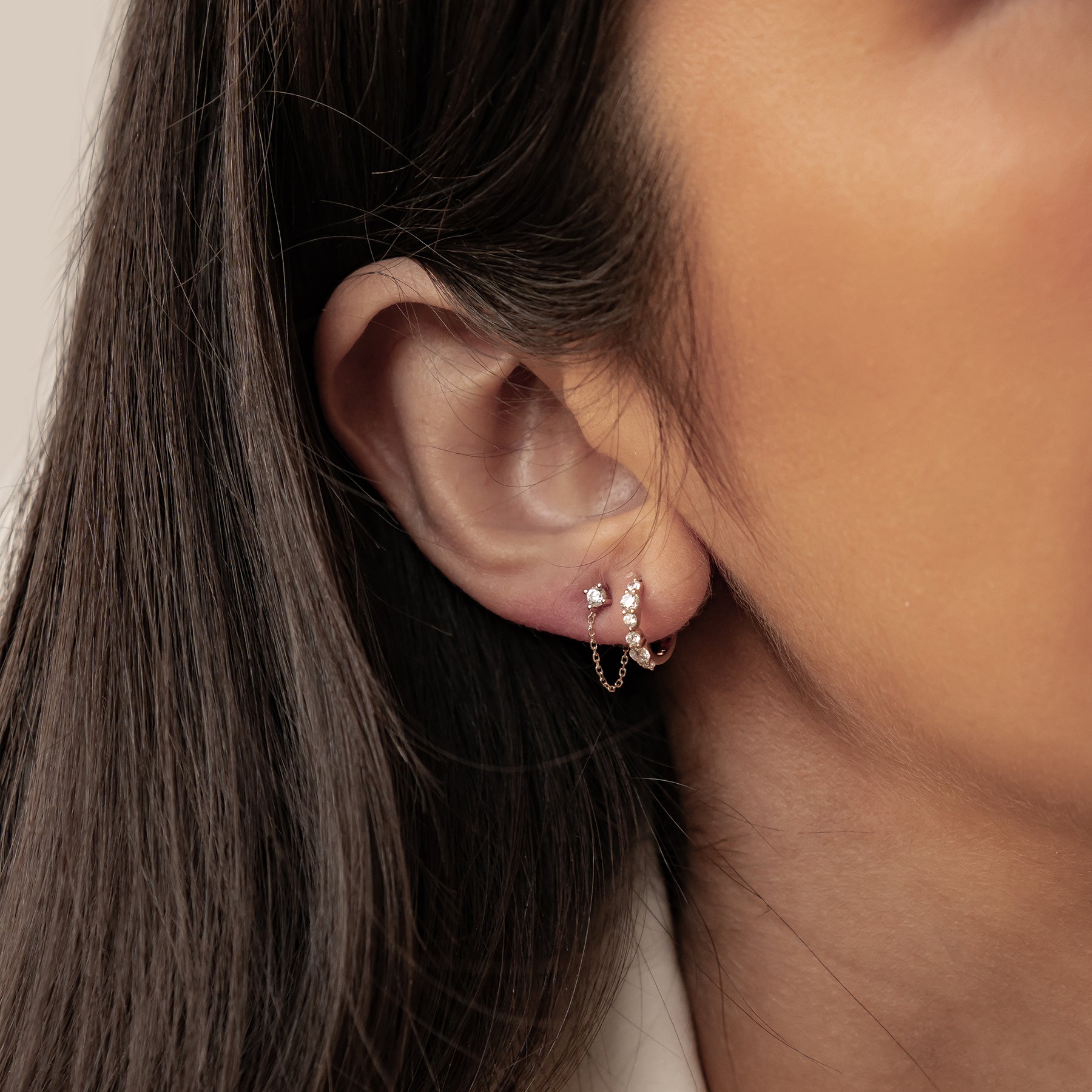 Pendientes Botón Conexión Oro 14K