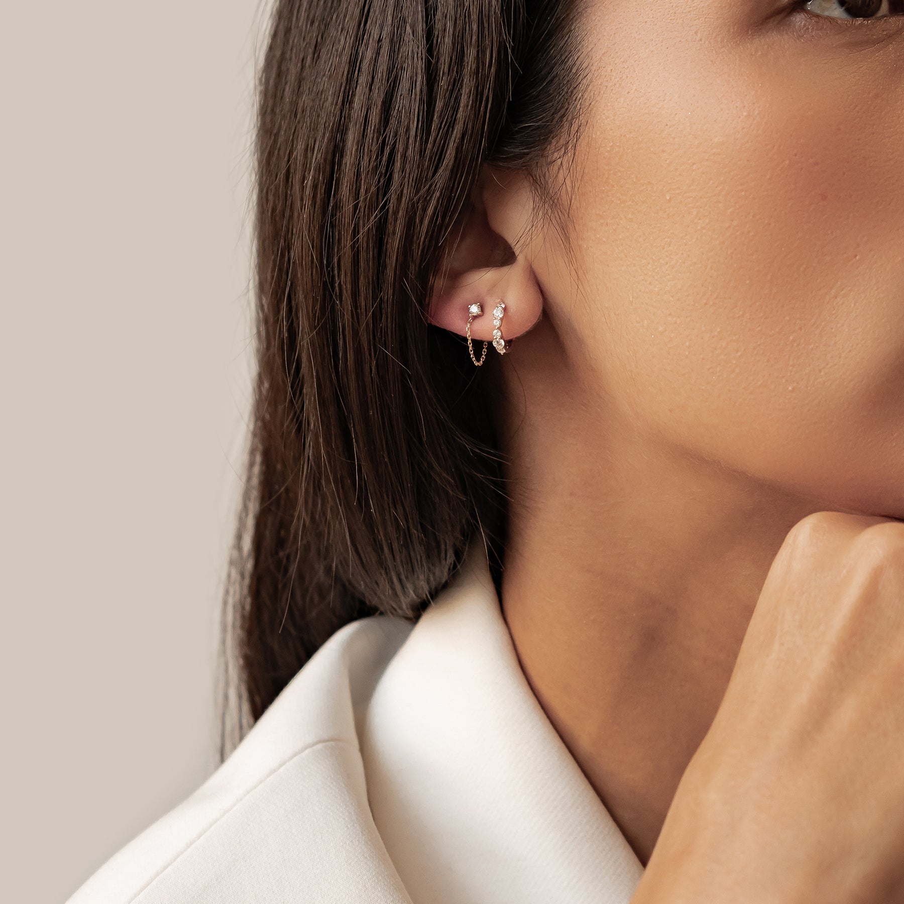 Connection Stud Earrings 14K Gold