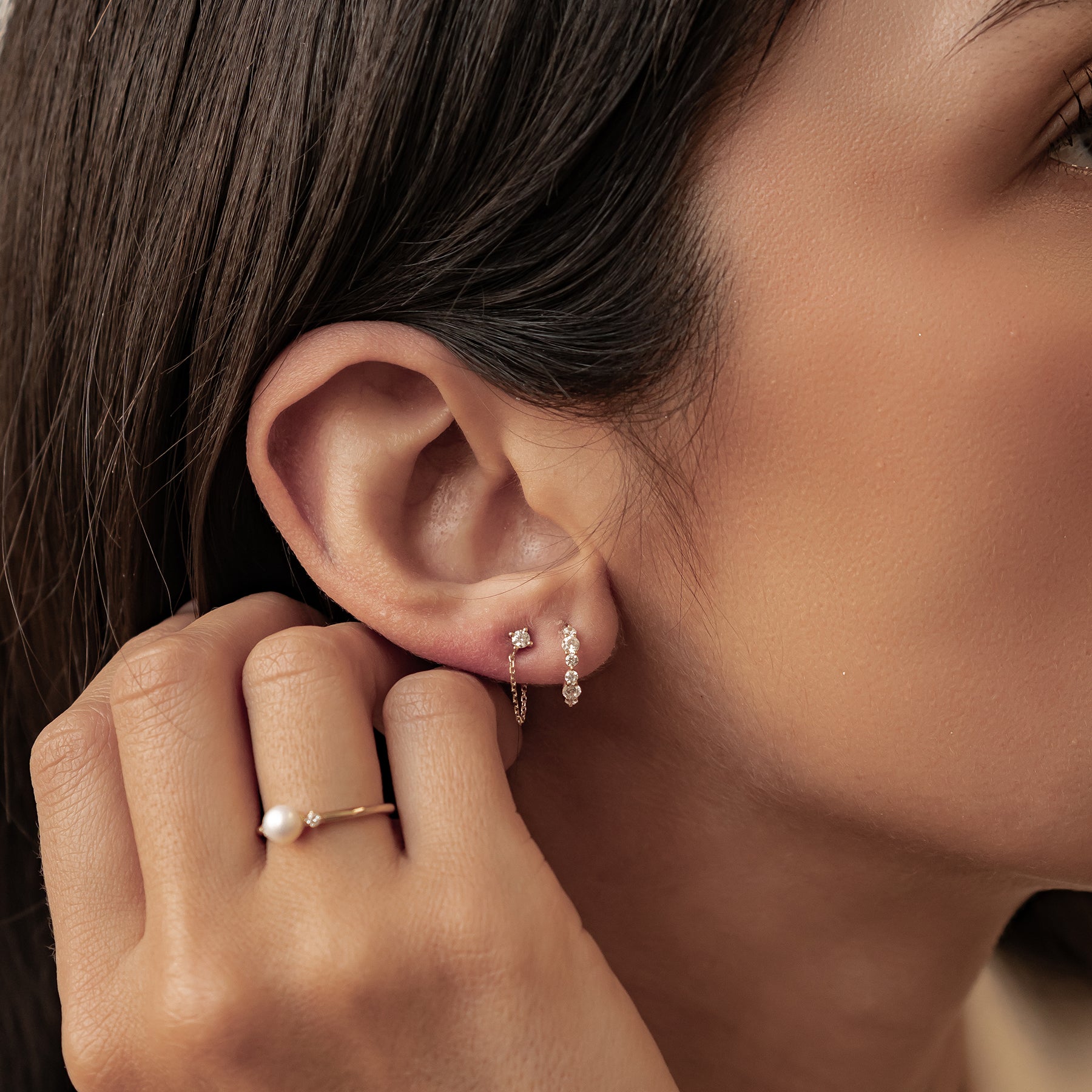 Pendientes Botón Conexión Oro 14K