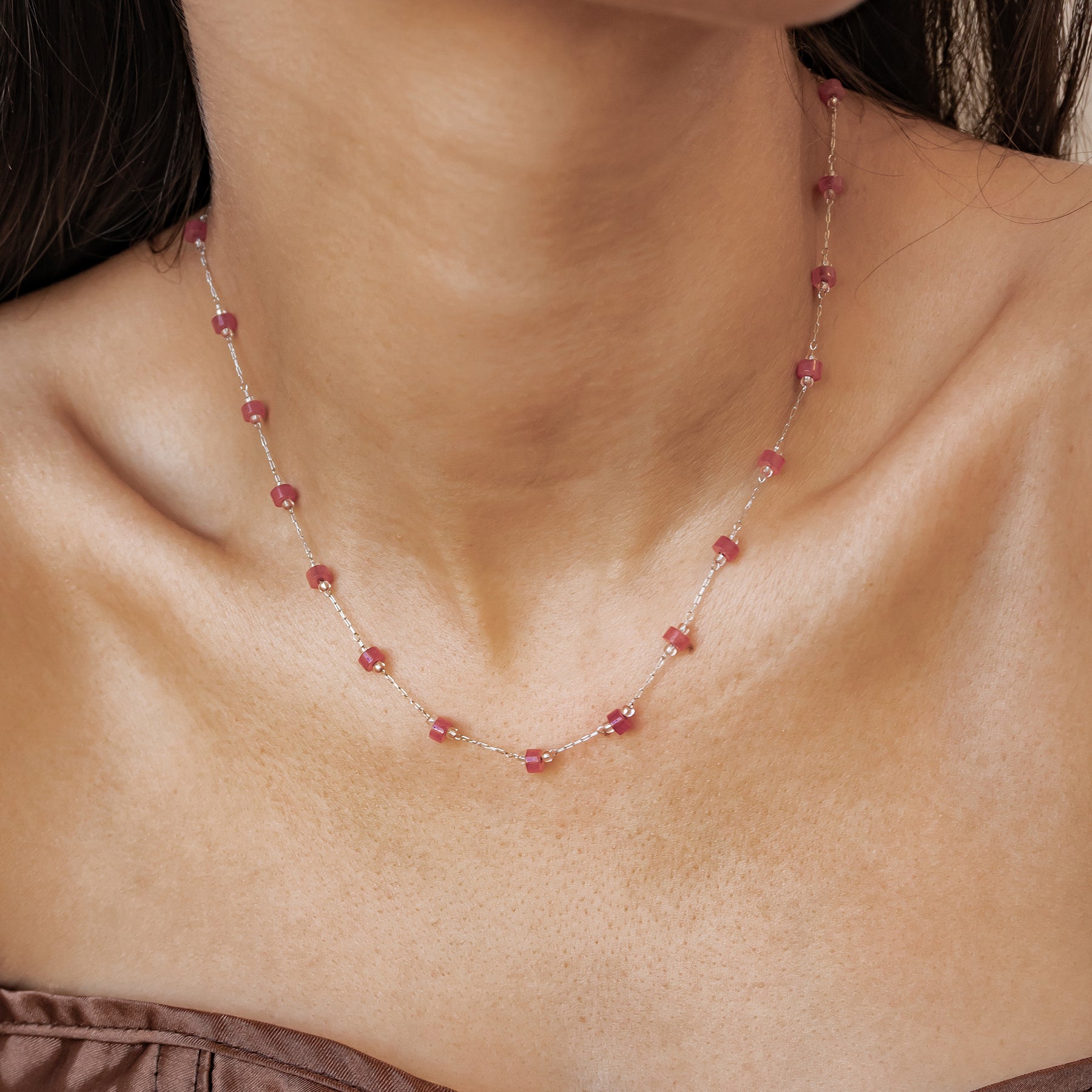 Collar Cuentas Coral Waterproof