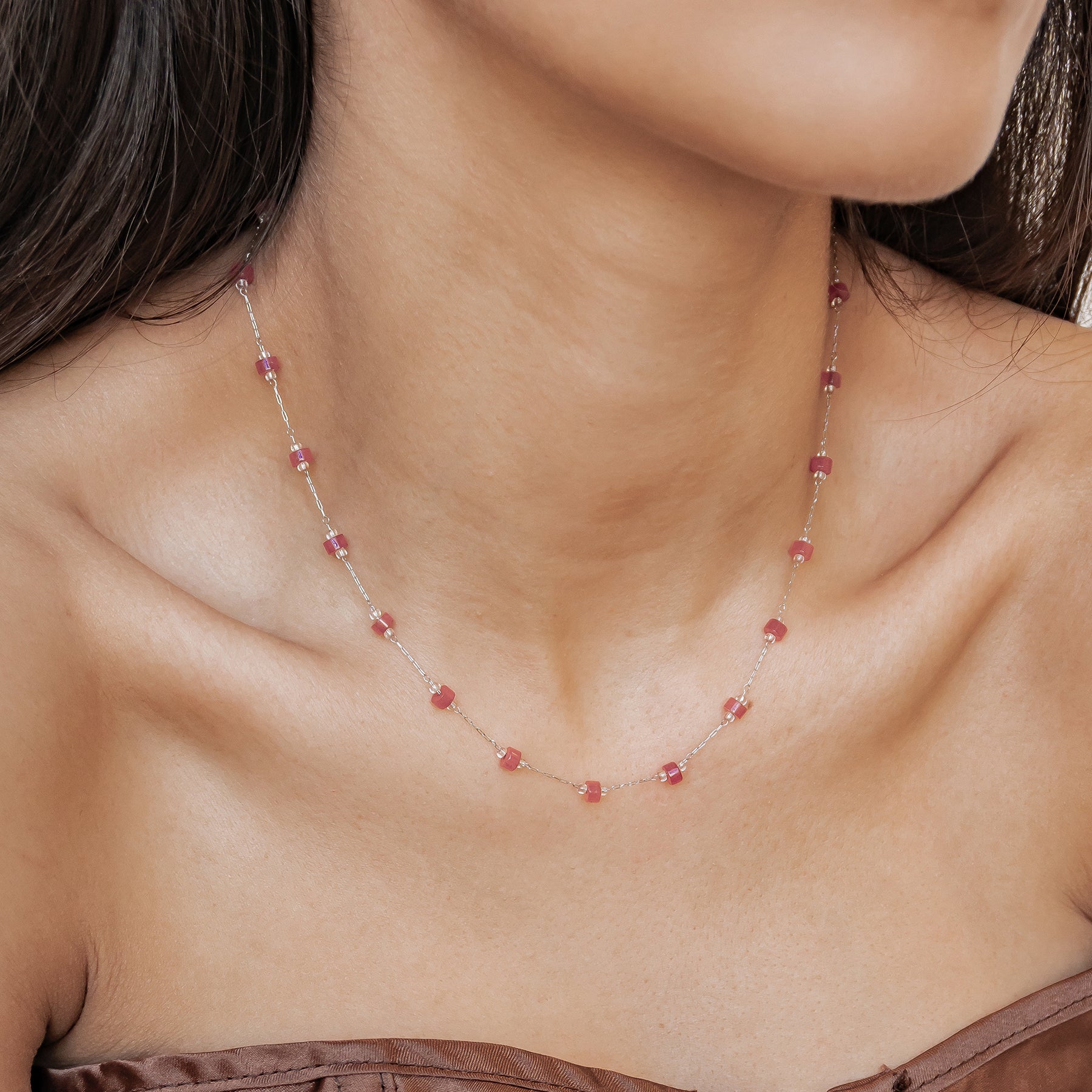 Collar Cuentas Coral Waterproof