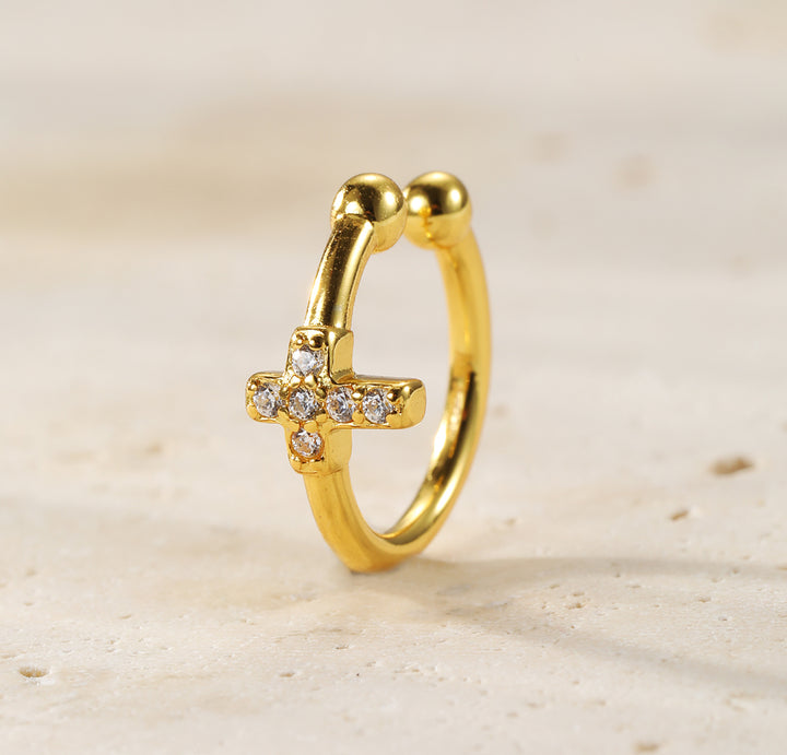 Cross Ear Cuff Sterling Silver