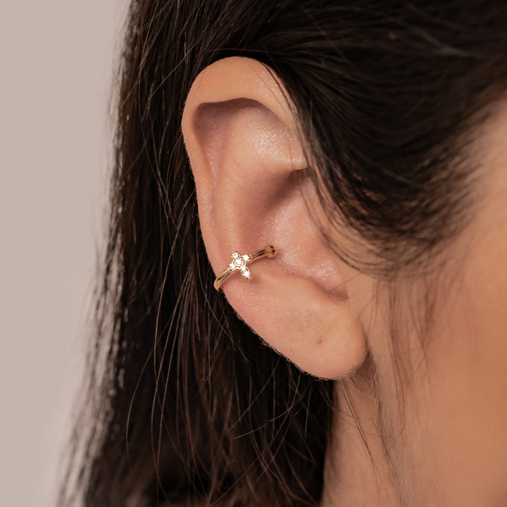 Cross Ear Cuff Sterling Silver