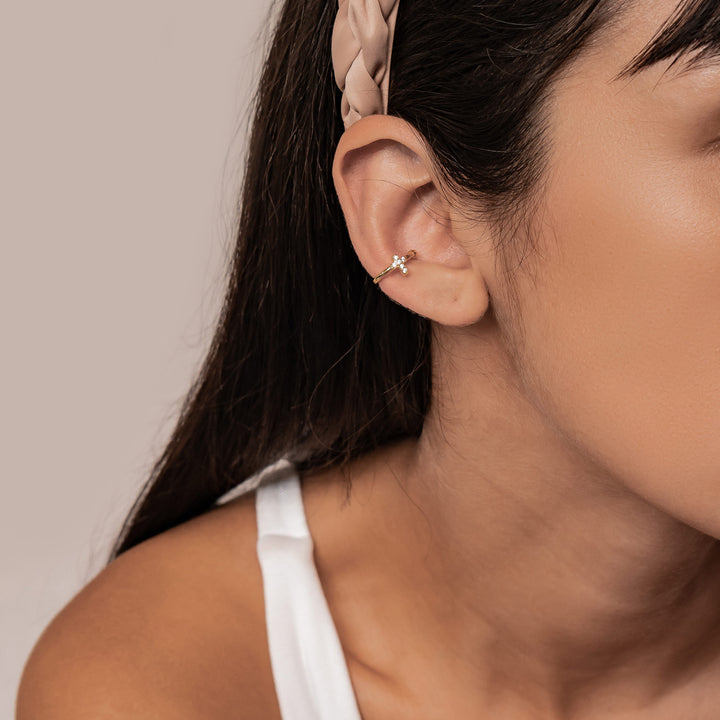 Cross Ear Cuff Sterling Silver