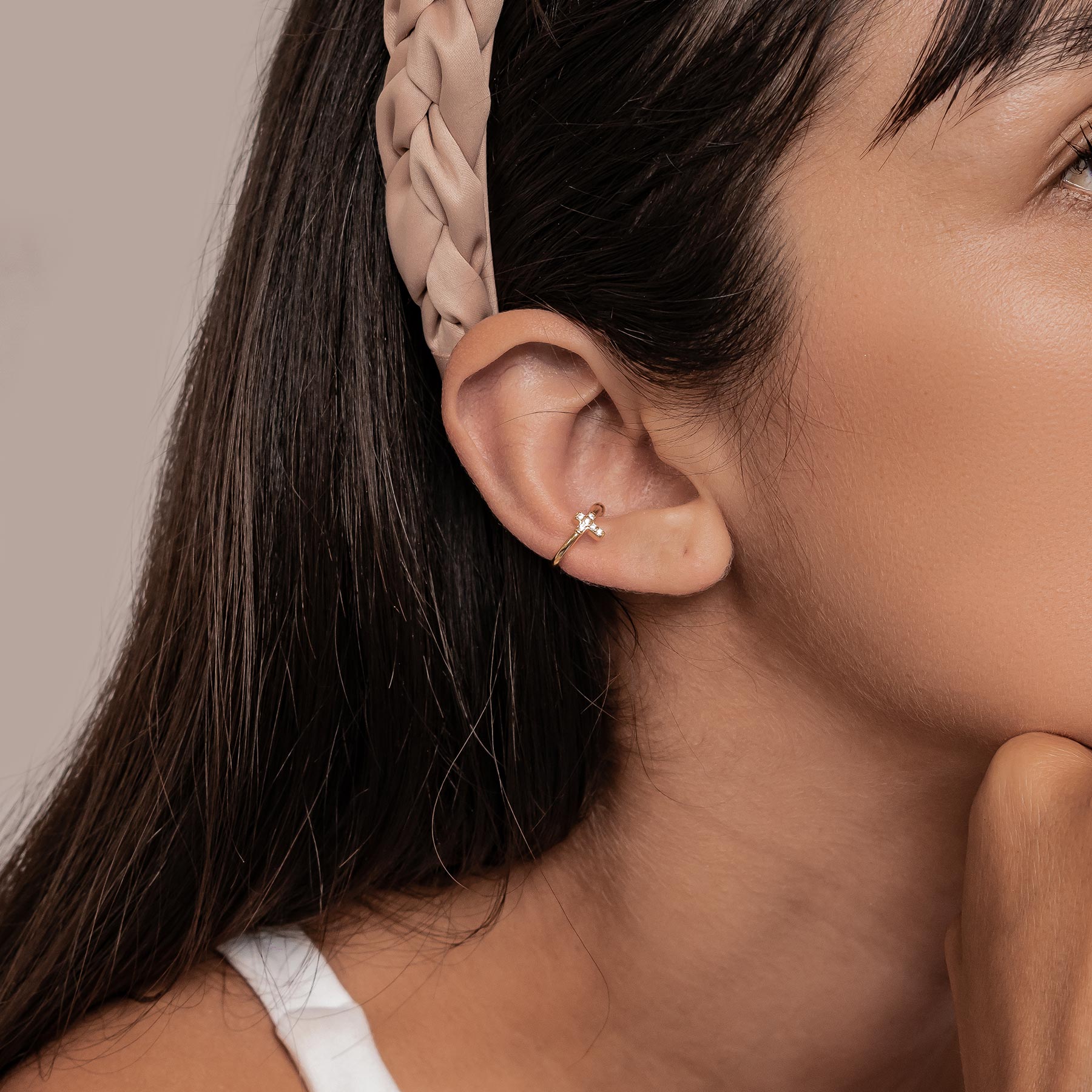 Cross Ear Cuff Sterling Silver