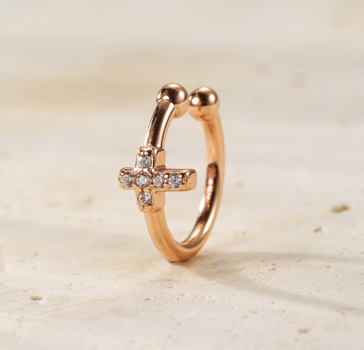 Cross Ear Cuff Sterling Silver