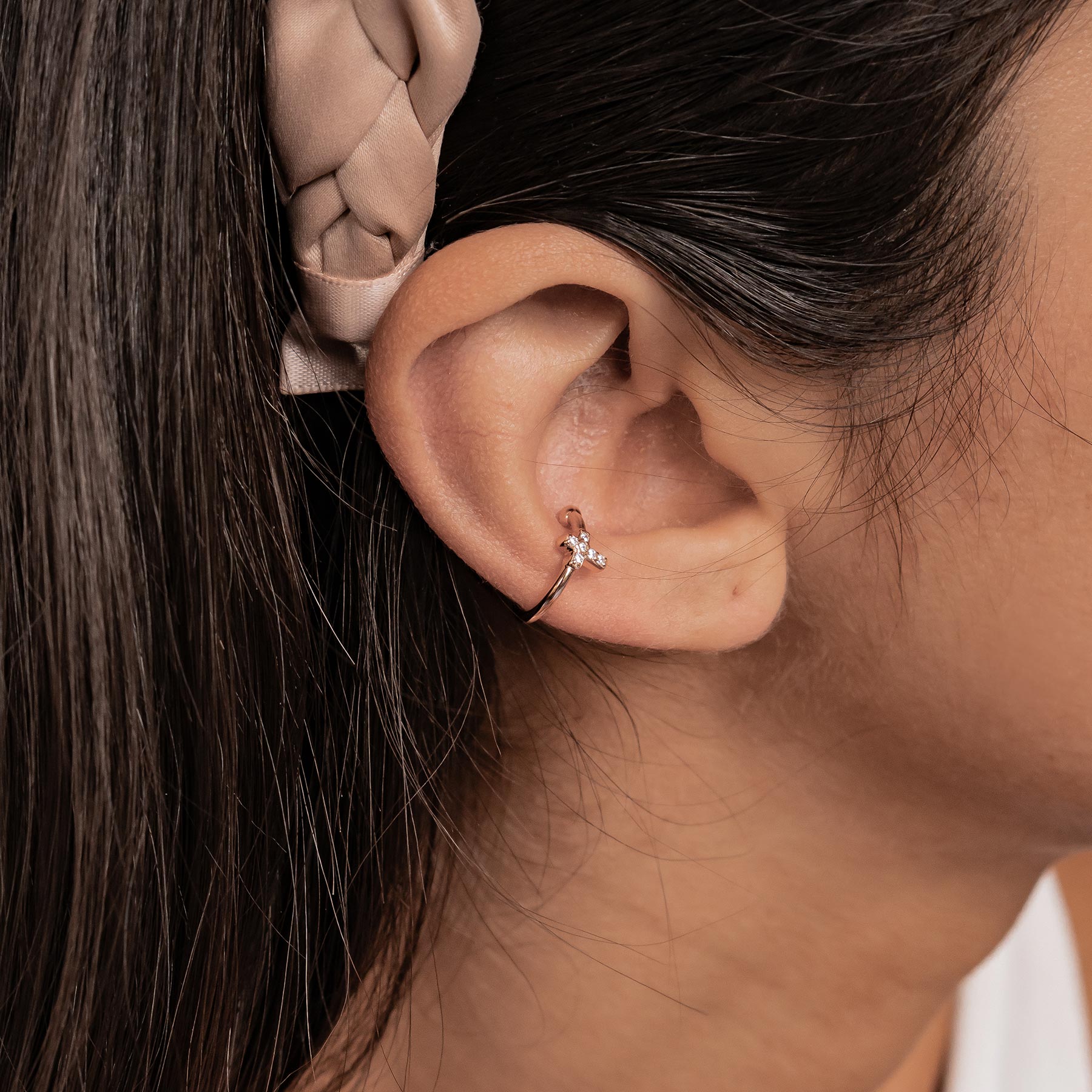 Cross Ear Cuff Sterling Silver