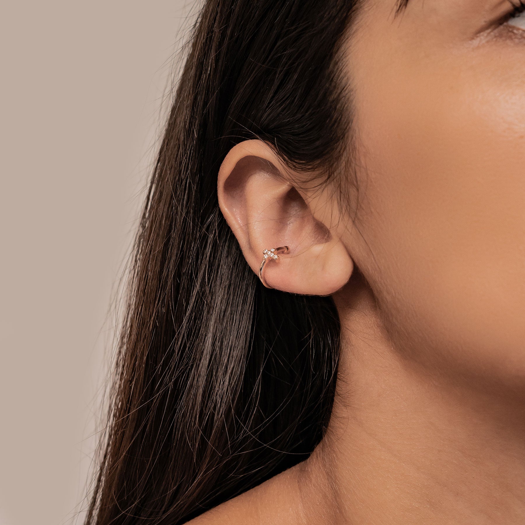 Cross Ear Cuff Sterling Silver