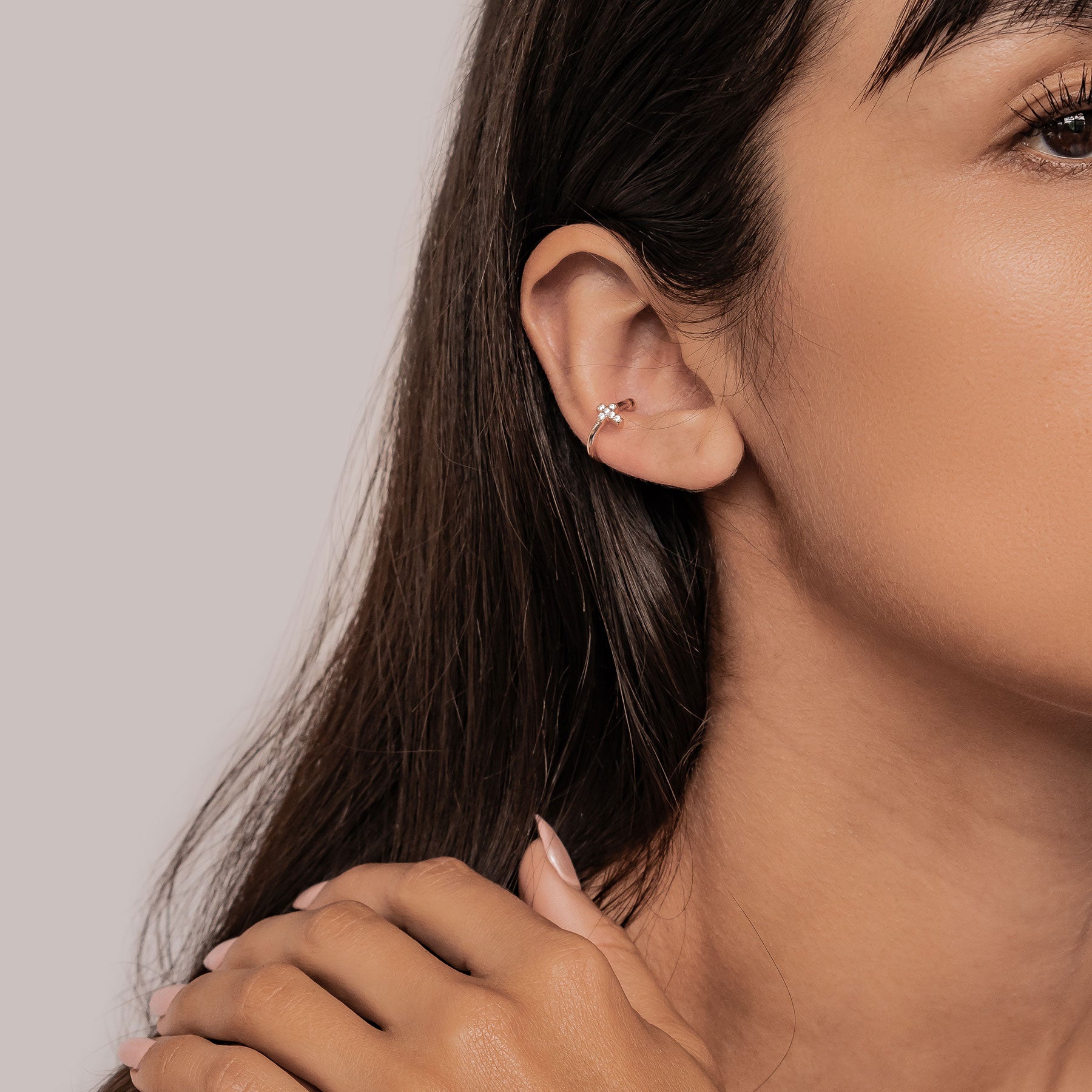 Cross Ear Cuff Sterling Silver