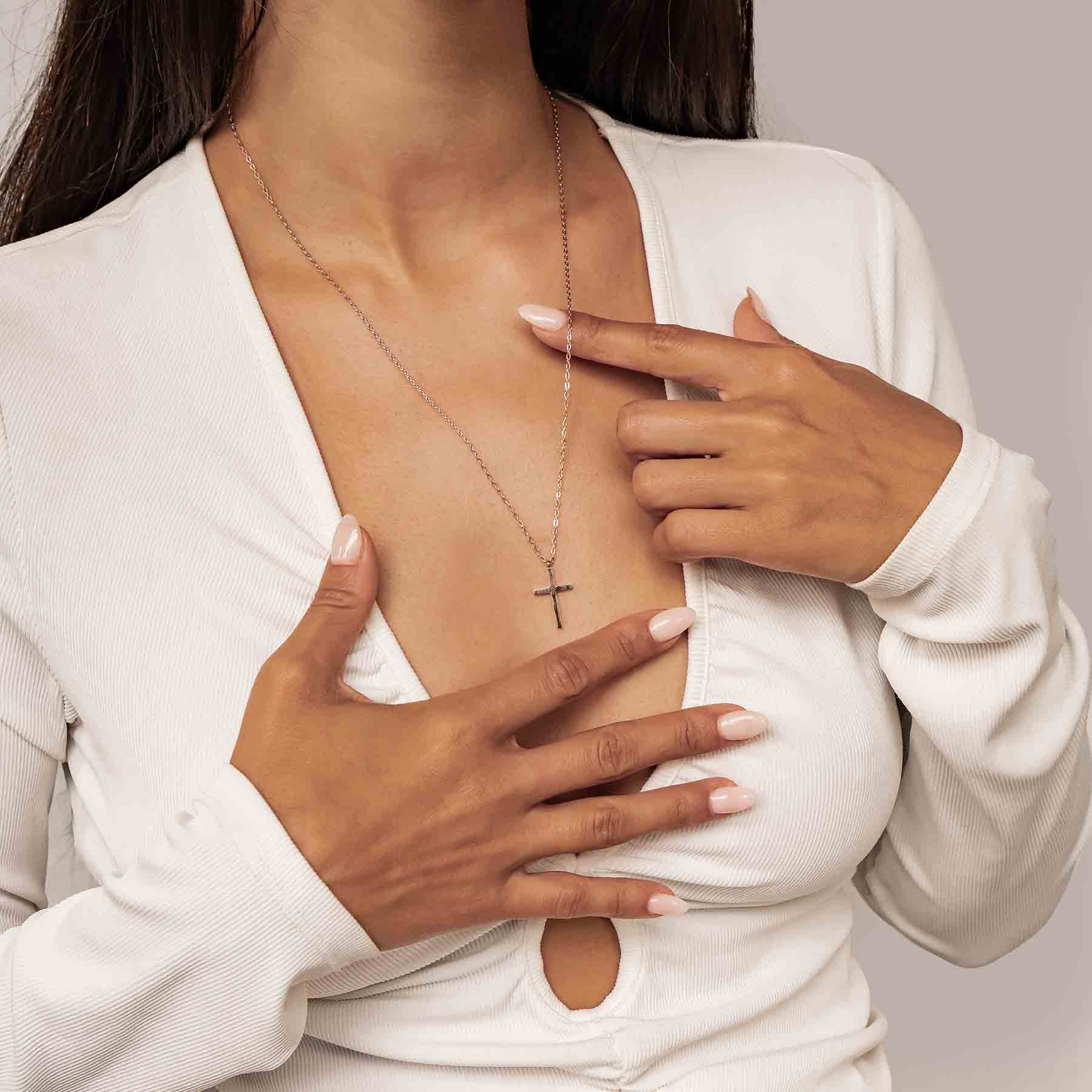 Collier Pendentif Croix Or Rose