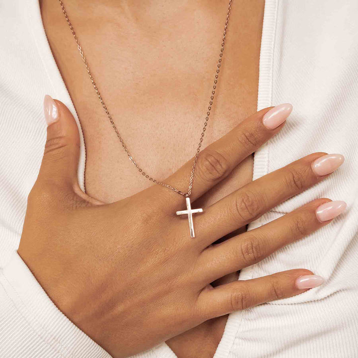 Collier Pendentif Croix Or Rose