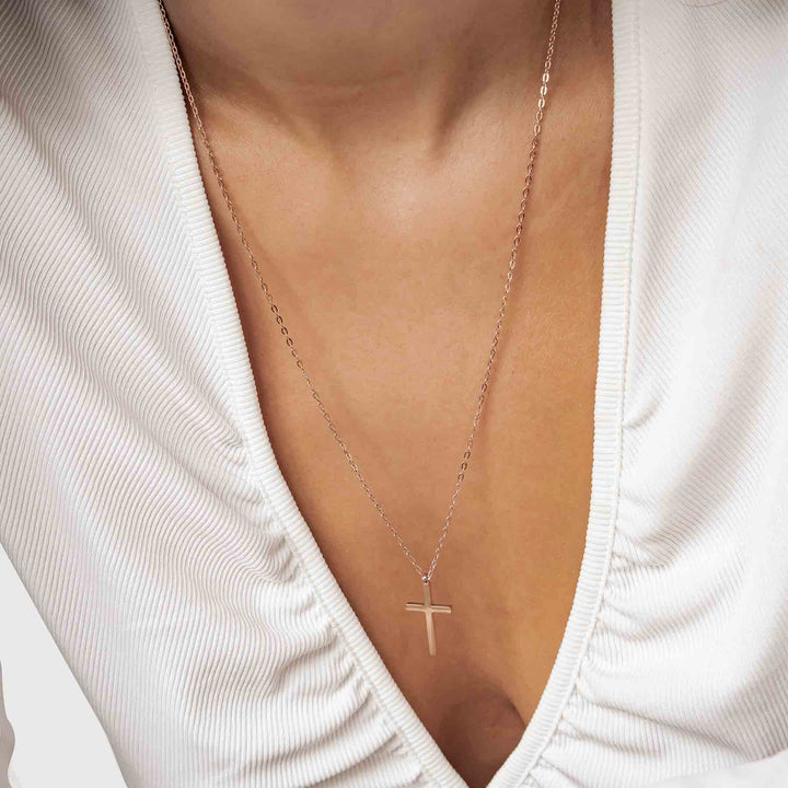 Collier Pendentif Croix Or Rose