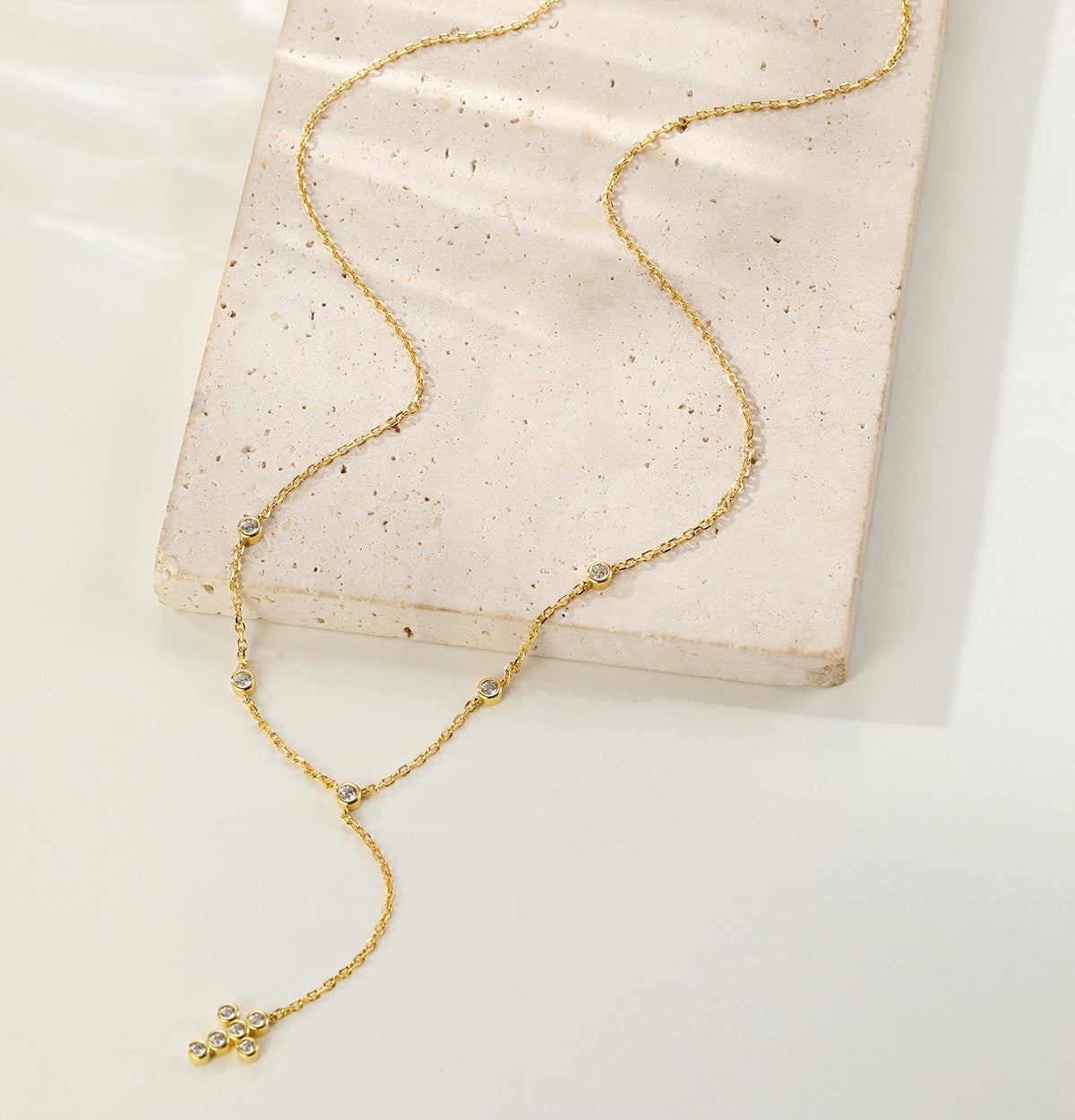 Collier en Y Lariat Croix Sterling Argent