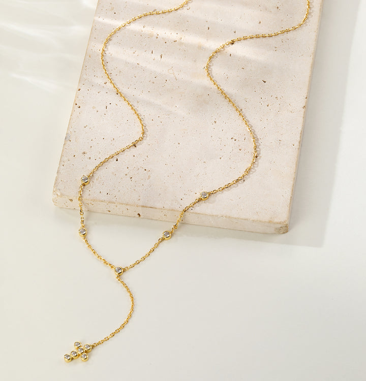 Kreuz Y Lariat Kette aus Sterlingsilber