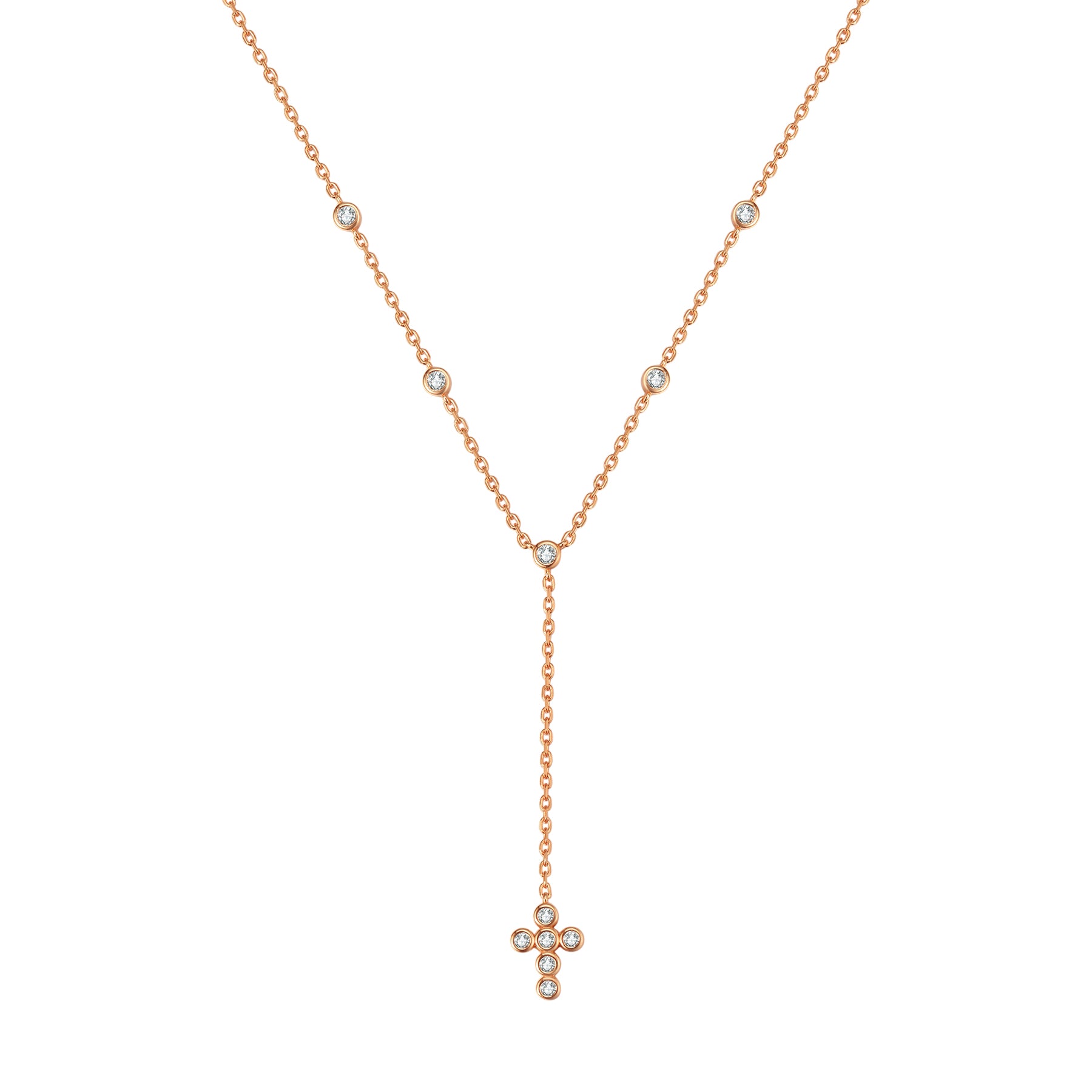 Kreuz Y Lariat Kette aus Sterlingsilber