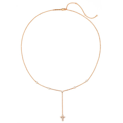 Collier en Y Lariat Croix Sterling Argent