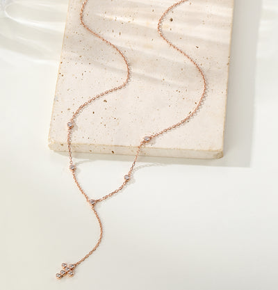 Collier en Y Lariat Croix Sterling Argent