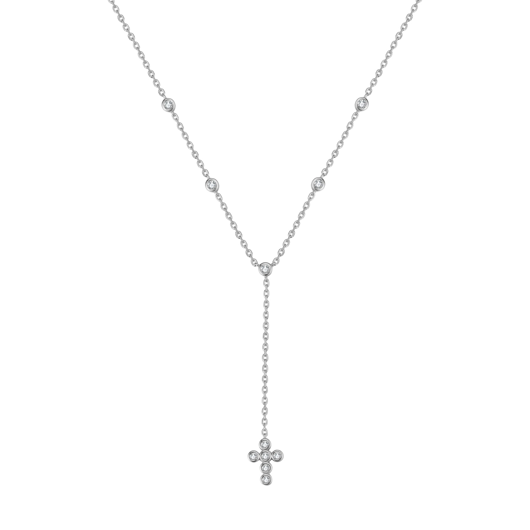 Kreuz Y Lariat Kette aus Sterlingsilber