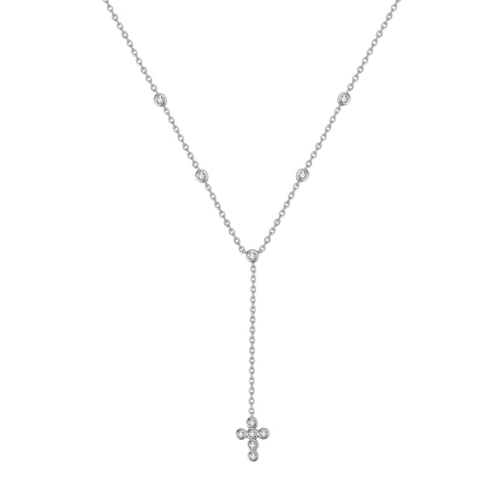 Kreuz Y Lariat Kette aus Sterlingsilber