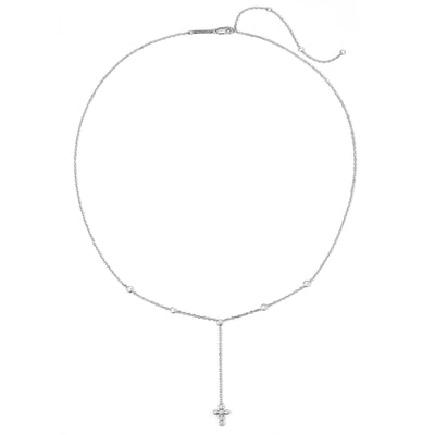 Collier en Y Lariat Croix Sterling Argent