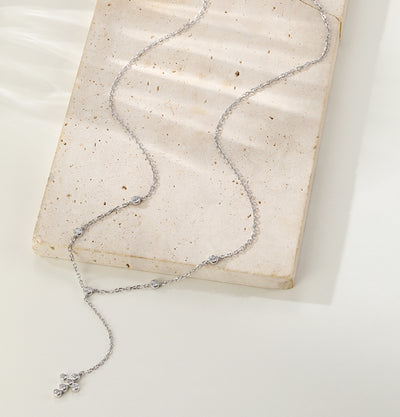 Collier en Y Lariat Croix Sterling Argent
