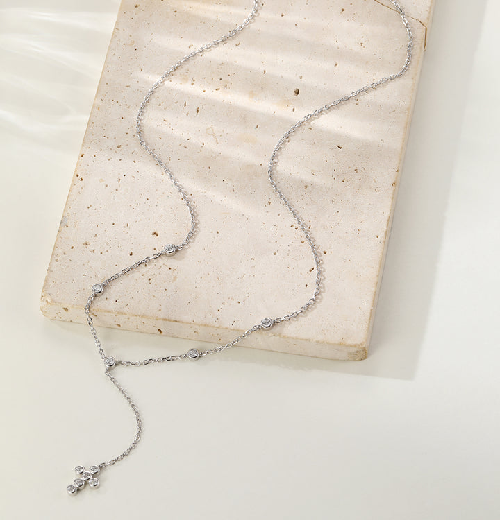 Kreuz Y Lariat Kette aus Sterlingsilber